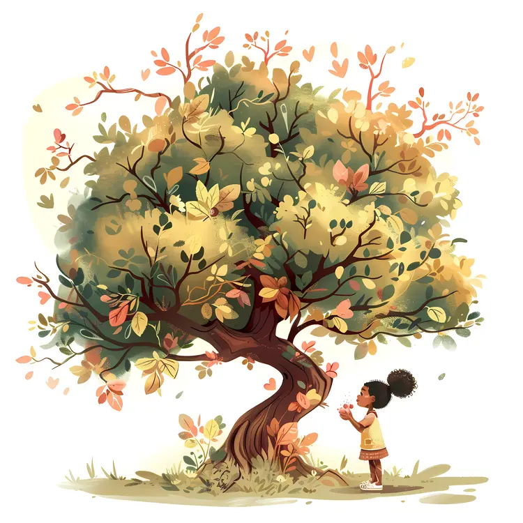 Girl Observing Autumn Tree