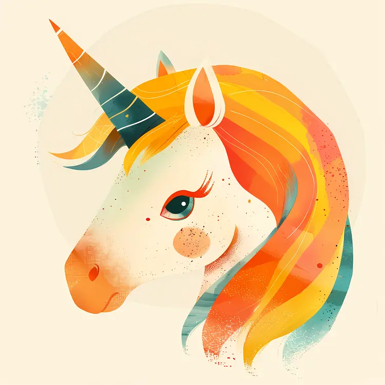 Colorful Unicorn with Rainbow Mane