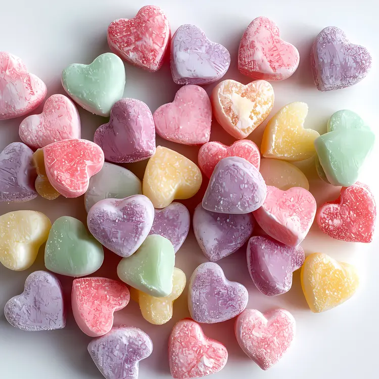 Assorted Heart-shaped Soaps in Pastel Colors