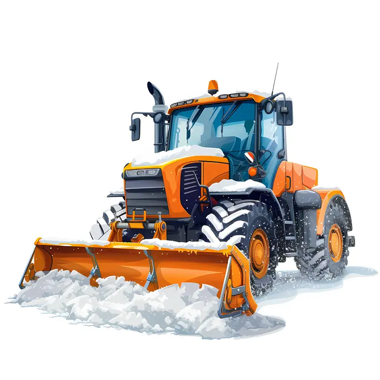 Orange Snow Plow in Action