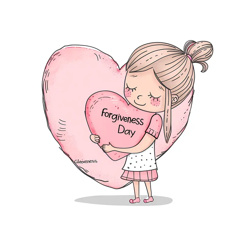 Girl Holding Heart for Forgiveness Day
