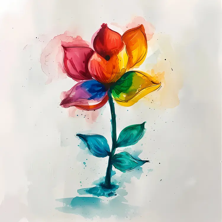 Colorful Flower with Water Droplets