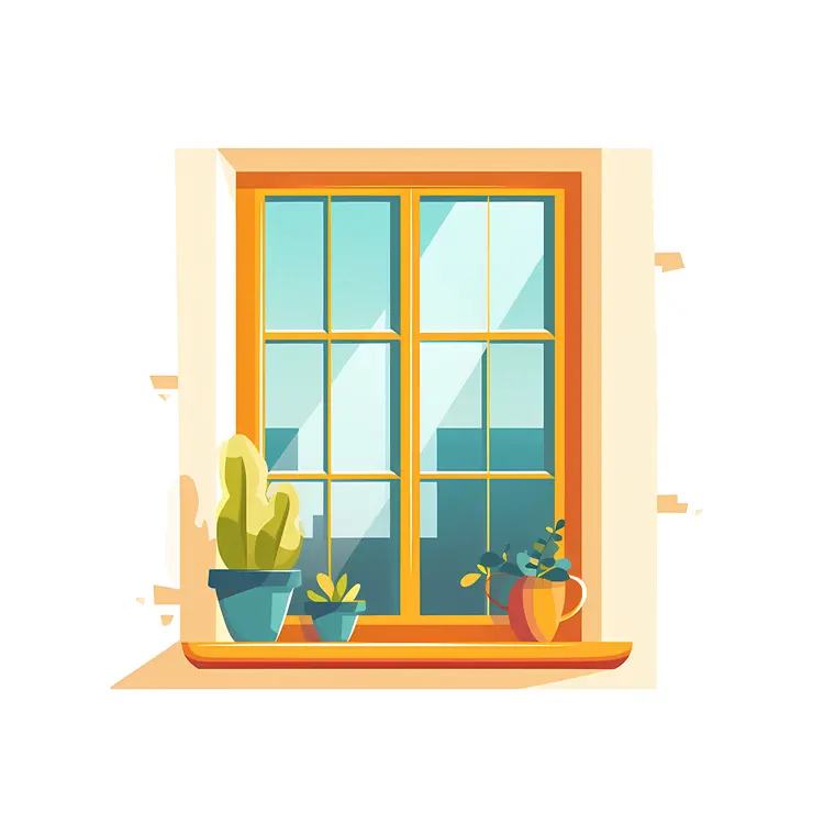 Window with Potted Plants