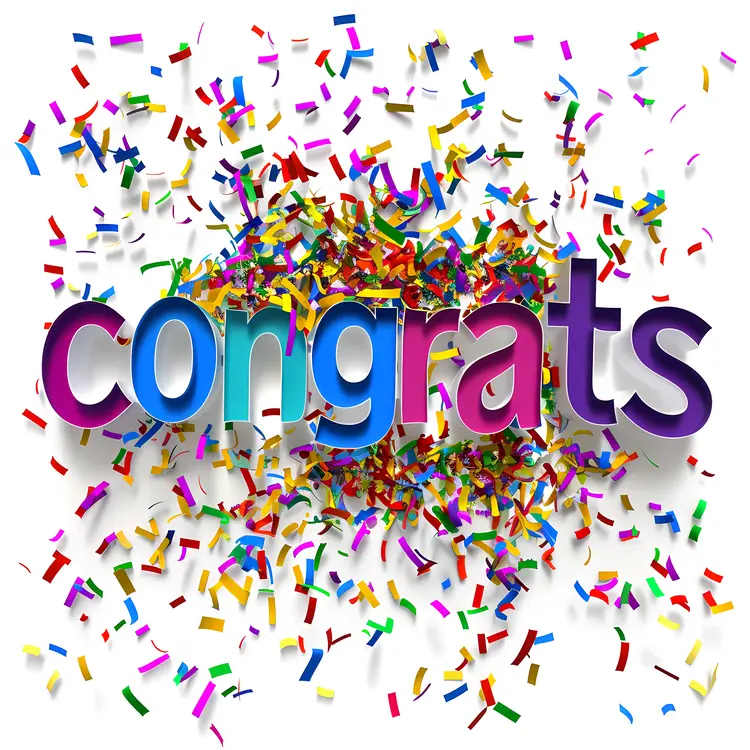 Congrats Text with Colorful Confetti
