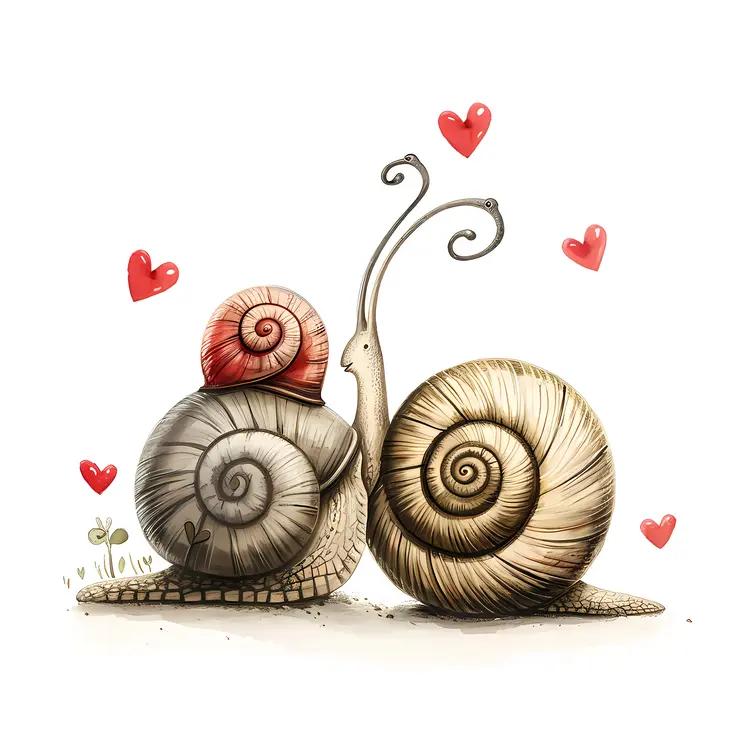 Snail Family with Hearts