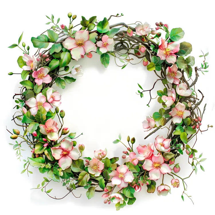 Beautiful Floral Wreath with Pink Flowers