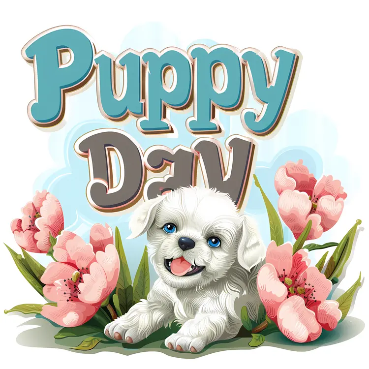 Adorable White Puppy for Puppy Day