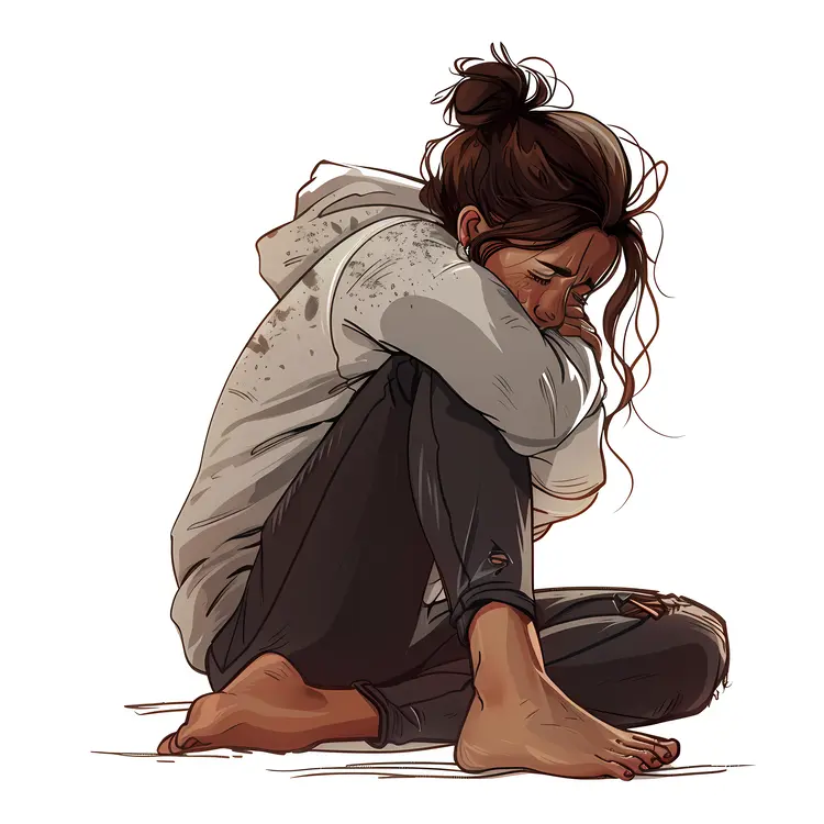 Sad Woman Sitting Alone