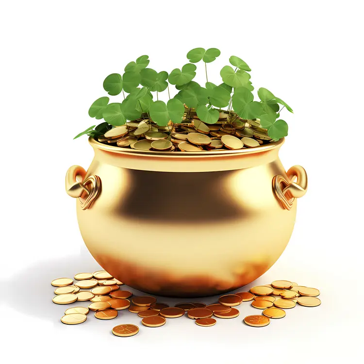 Pot of Gold with Shamrocks
