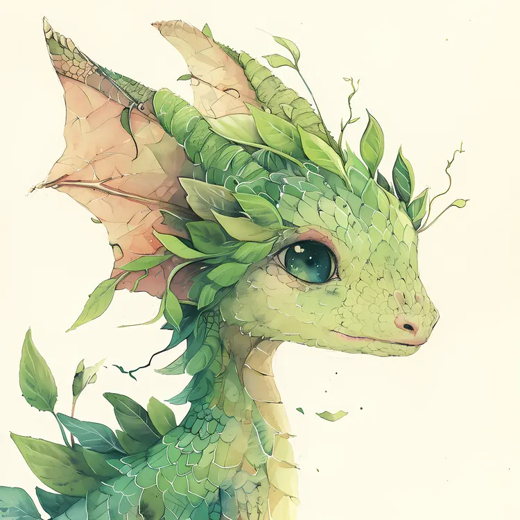 Cute Leafy Dragon with Green Leaves