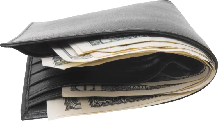 Black Wallet Stuffed with Cash