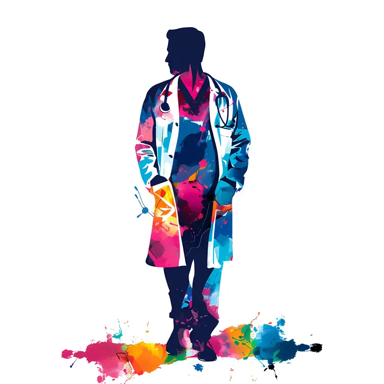 Colorful Doctor Silhouette Illustration