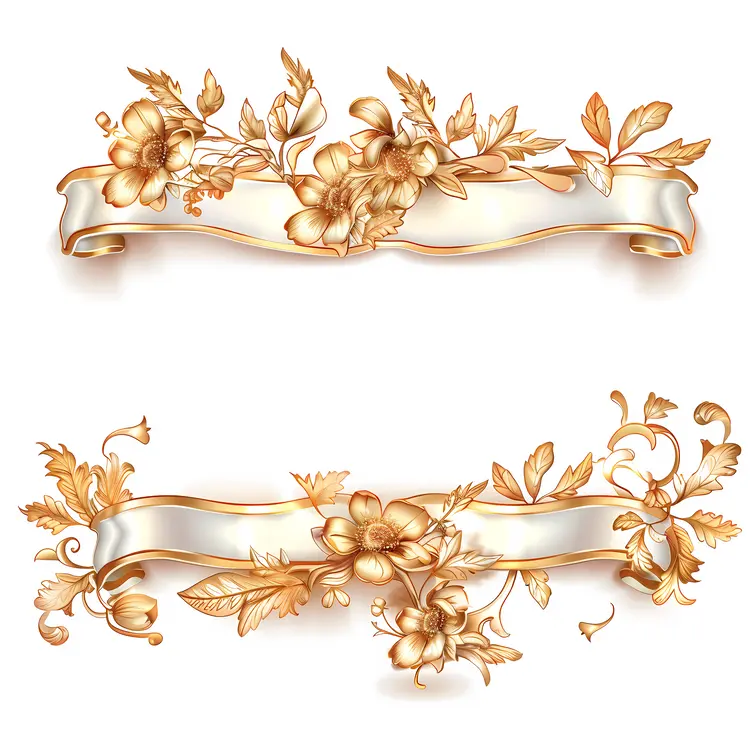 Golden Floral Ribbons
