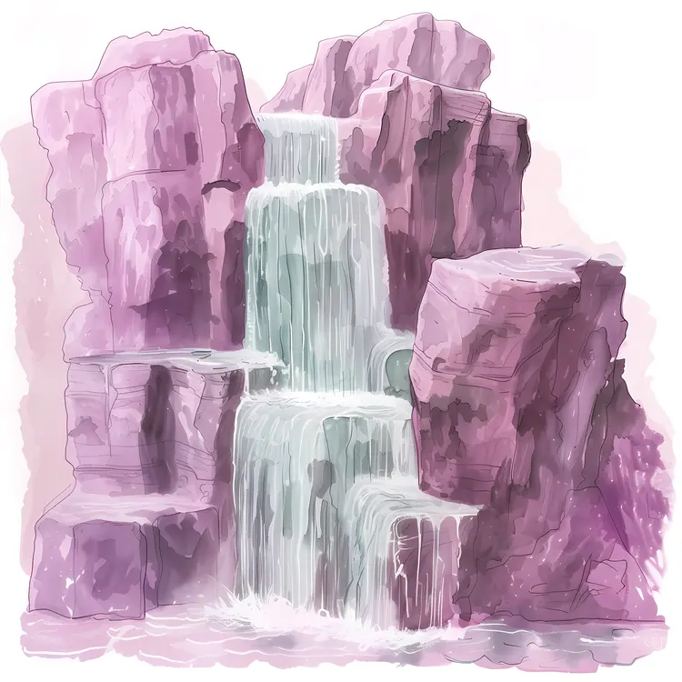 Purple Rocky Waterfall