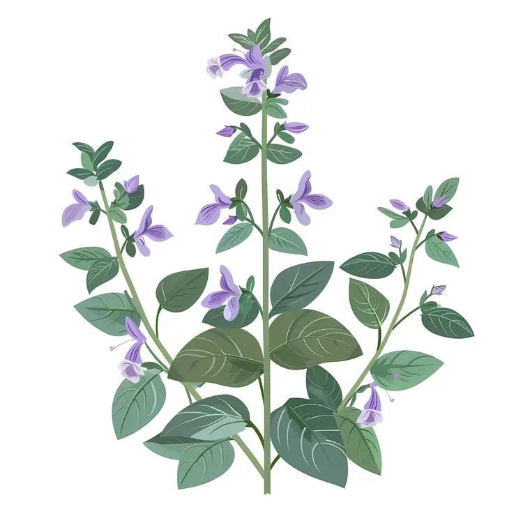 Purple Flowering Plant with Green Leaves