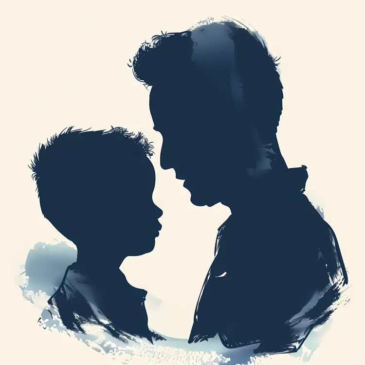 Father and Child Silhouette in Conversation