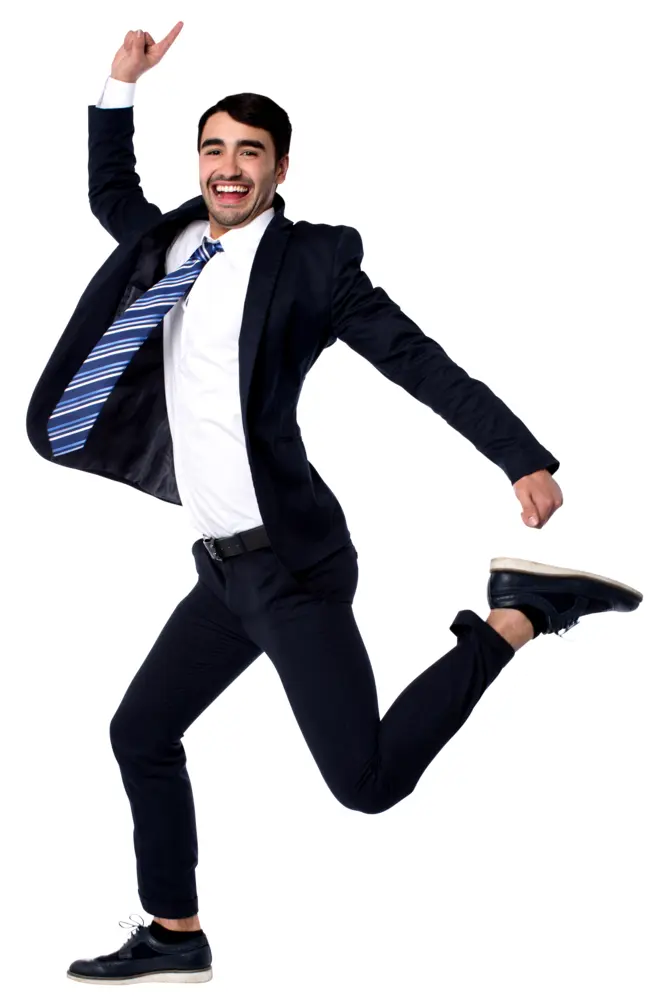 Man Jumping in Suit