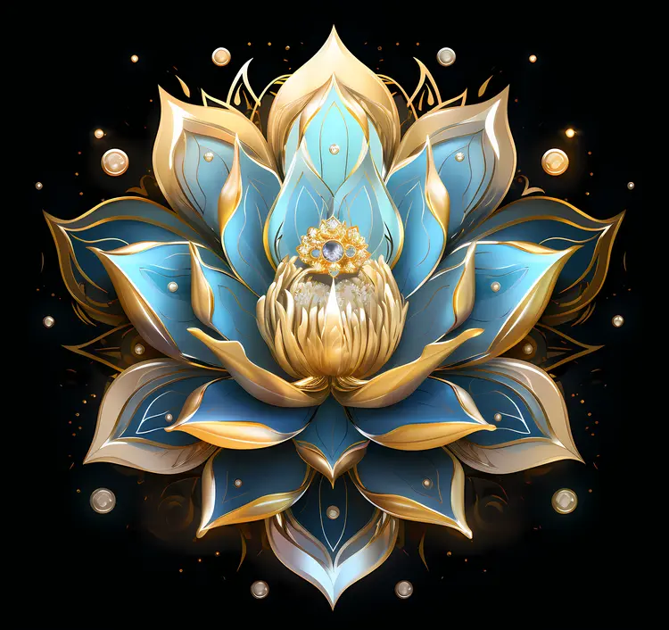 Golden Blue Lotus in Bloom