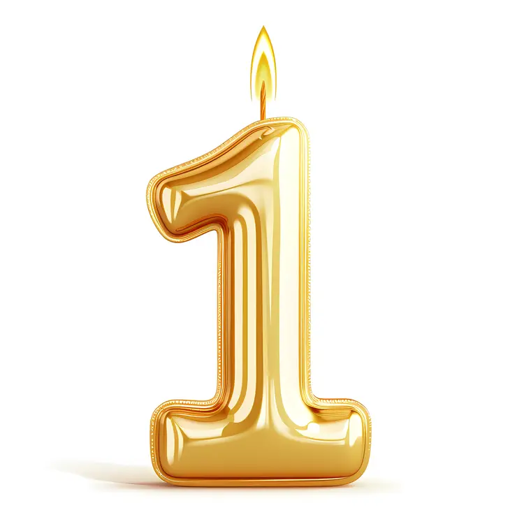Golden Number One Candle for Birthday Celebration