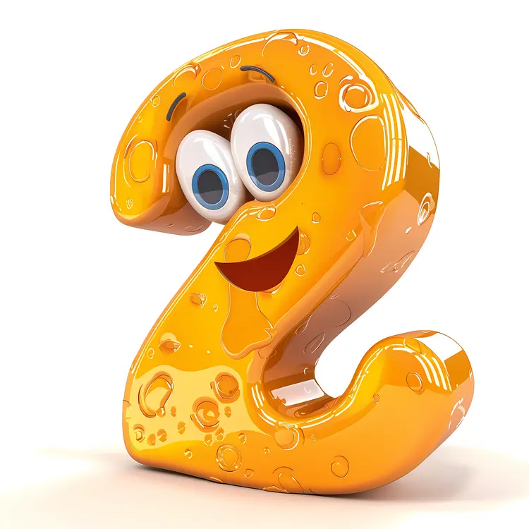 Cute Orange Number 2 Cartoon Character