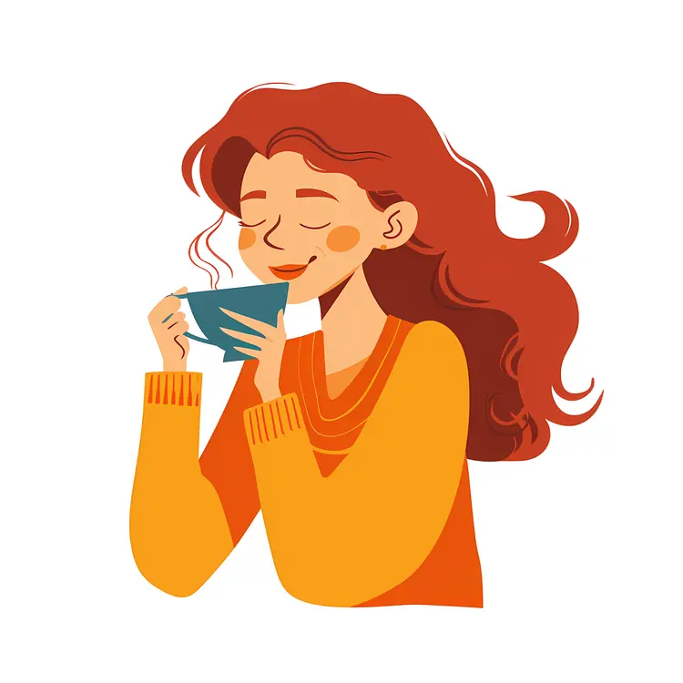 Woman Enjoying a Cup of Coffee