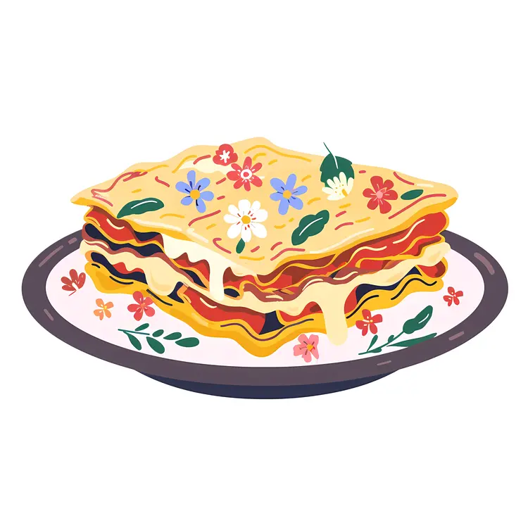 Delicious Lasagna with Floral Decoration