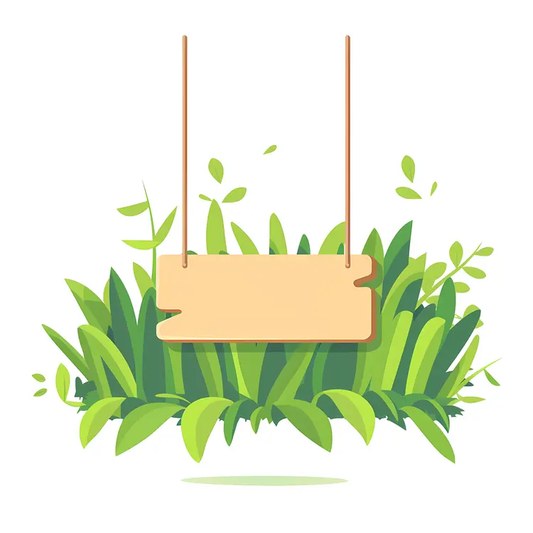 Wooden Sign Hanging Among Green Leaves