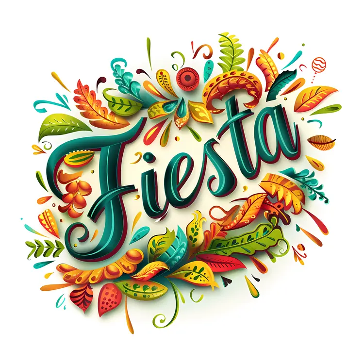 Fiesta Typography with Leafy Floral Elements