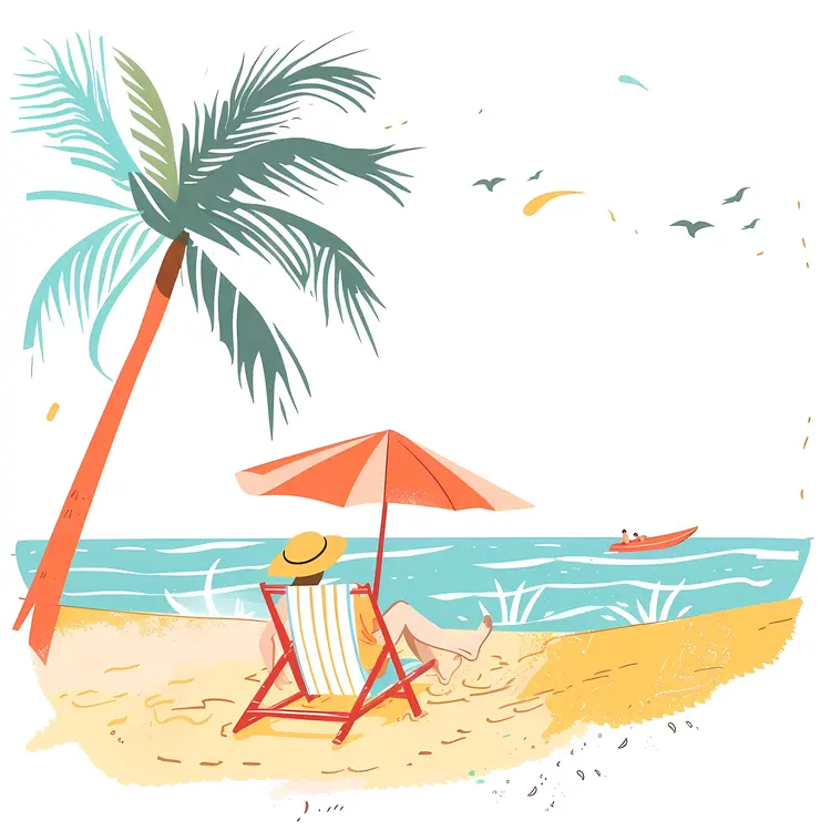 Relaxing Beach Chair under Umbrella
