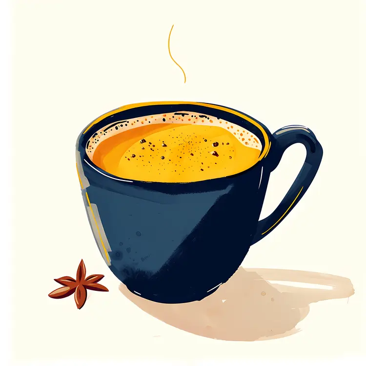 Blue Cup with Yellow Spiced Drink Illustration