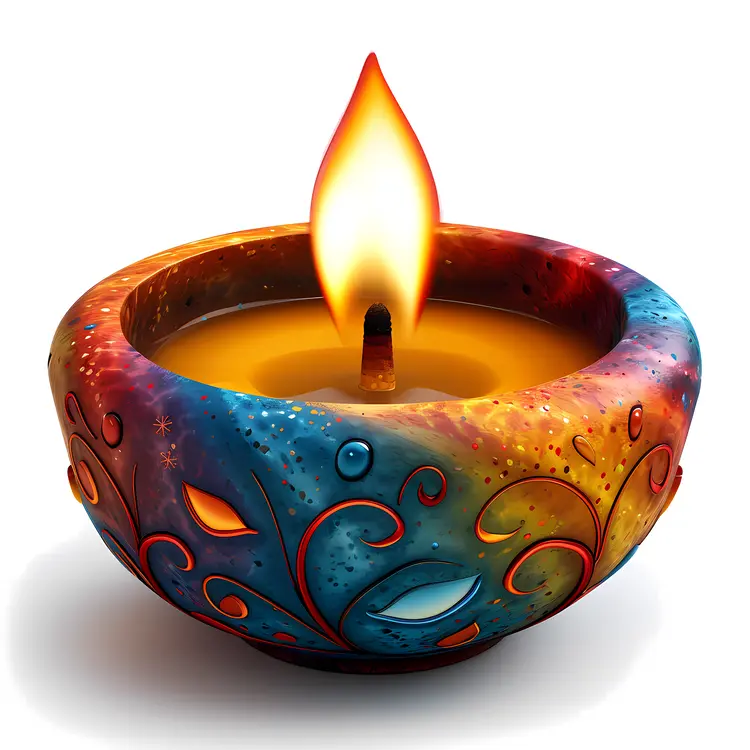 Colorful Candles in Decorative Bowls