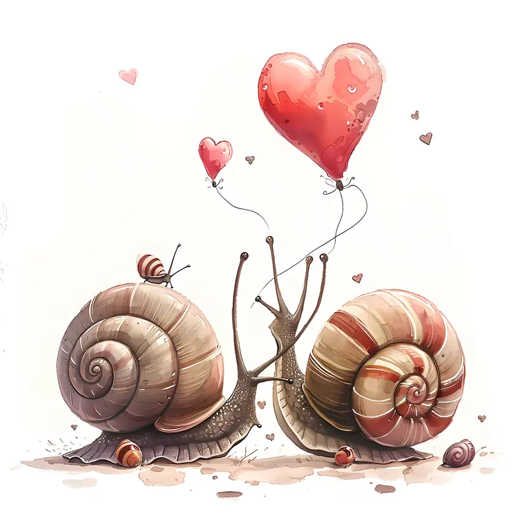 Snails with Heart Balloons