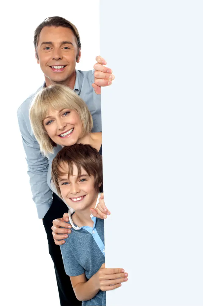 Family Peeking from Behind