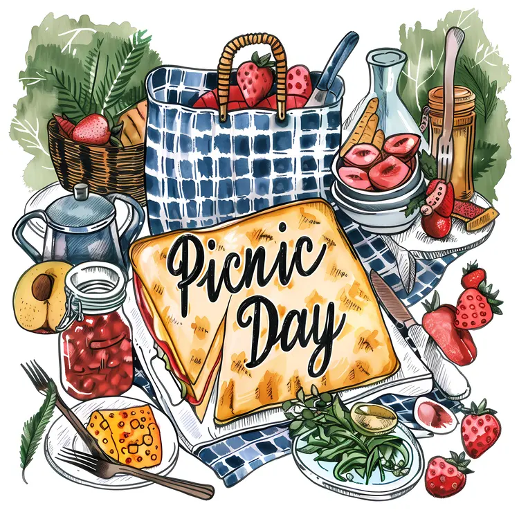 Picnic Day with Sandwich and Strawberries