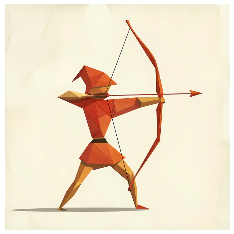 Geometric Archer with Bow and Arrow