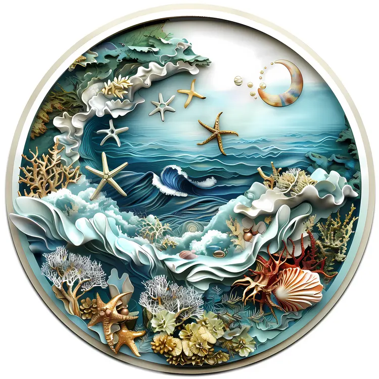 Diverse Coral Reef with Starfish
