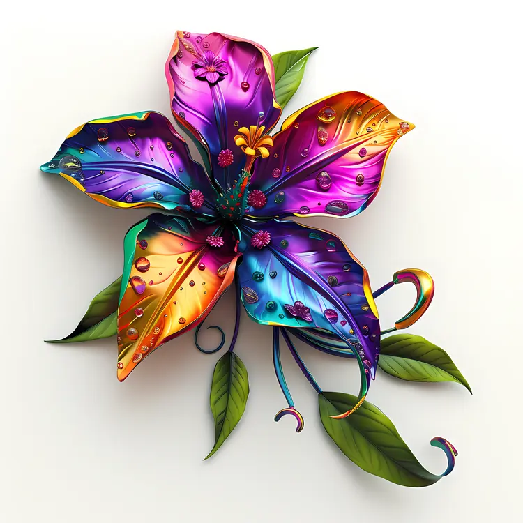 Colorful Flower with Leaves