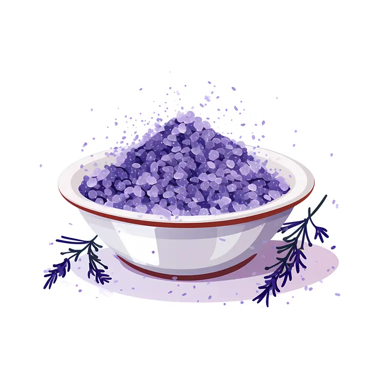 Lavender Bath Salts in a White Bowl