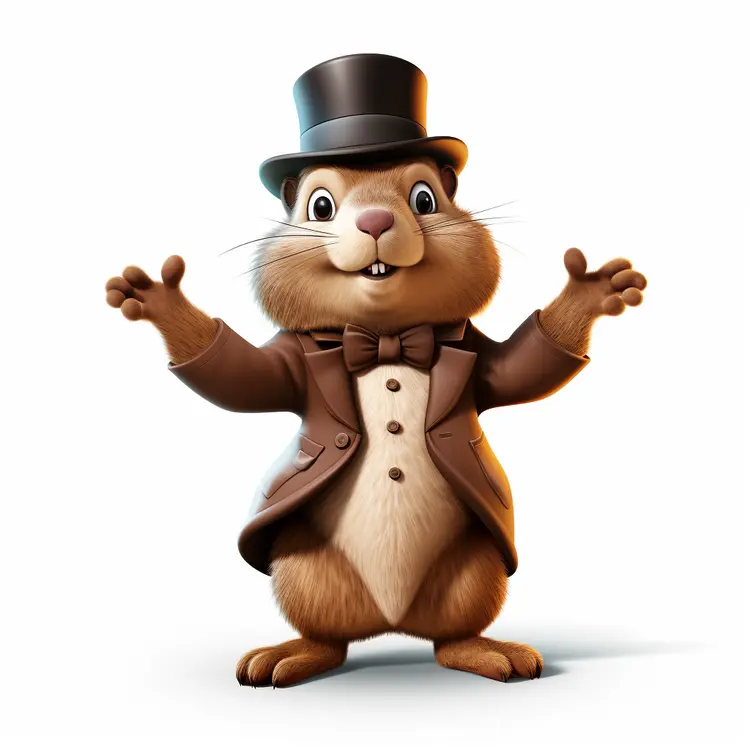 Groundhog in Top Hat for Groundhog Day