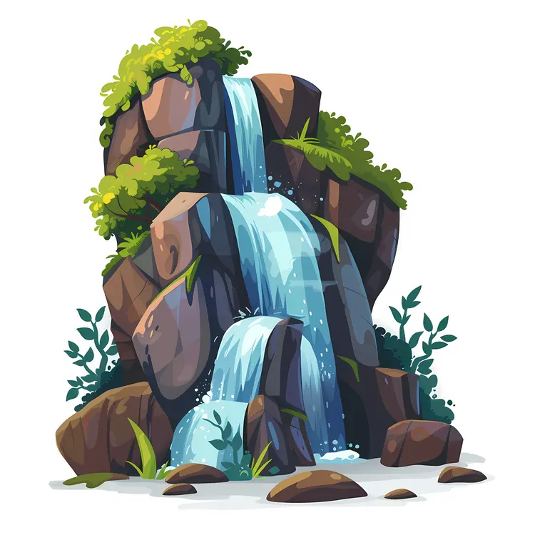 Waterfall with Rocky Terrain
