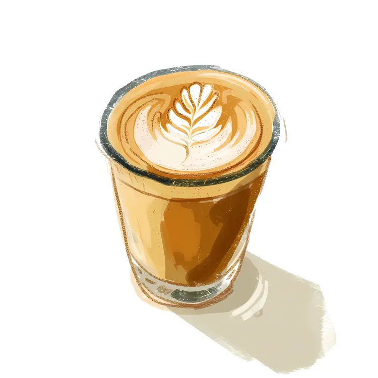 Latte in a Glass with Foam Art