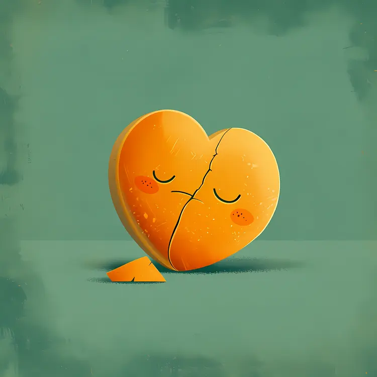 Cracked Yellow Heart with Sad Face