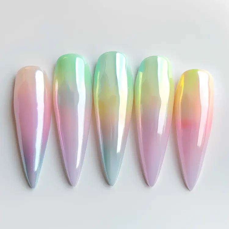 Elegant Pastel Gradient Long Nails