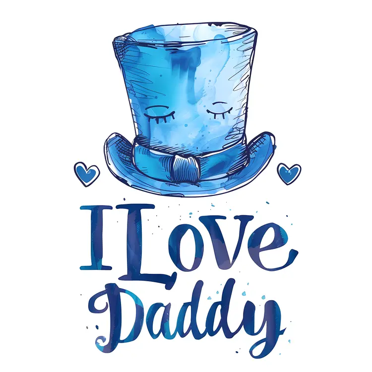 I Love Daddy Blue Hat Illustration