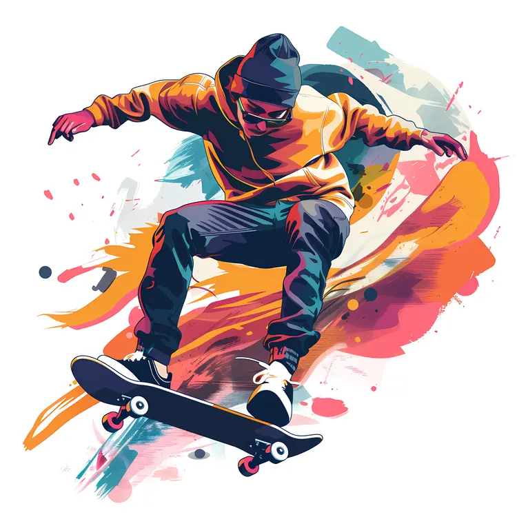 Dynamic Skateboarder Performing Tricks