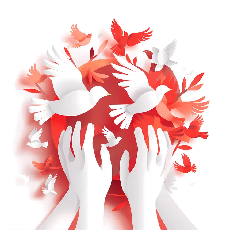 Hands and Doves Illustration
