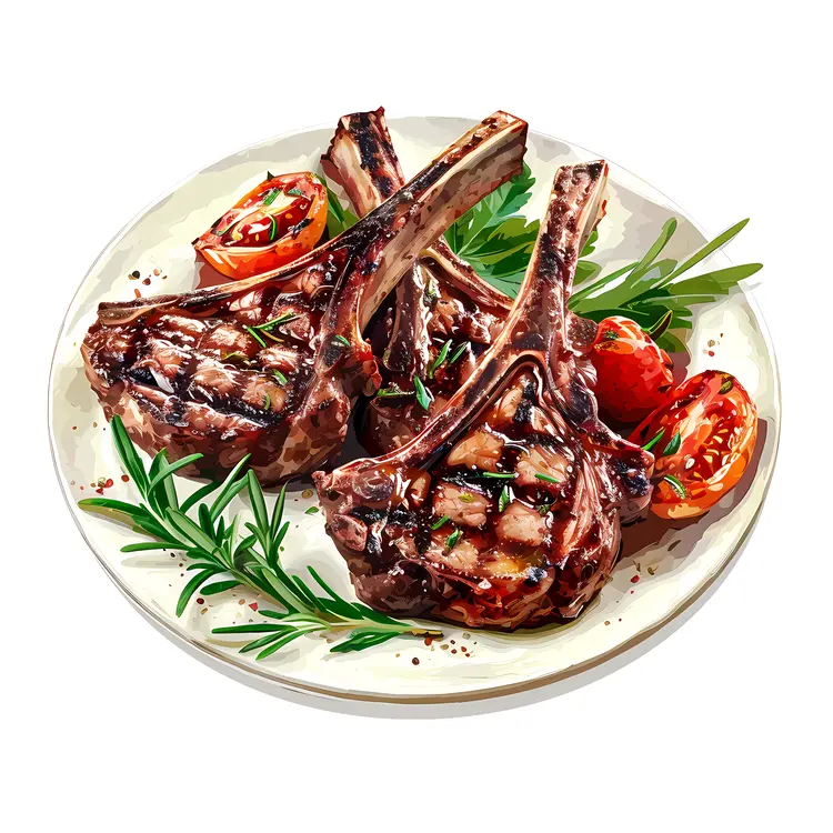 Grilled Lamb Chops with Rosemary and Tomatoes