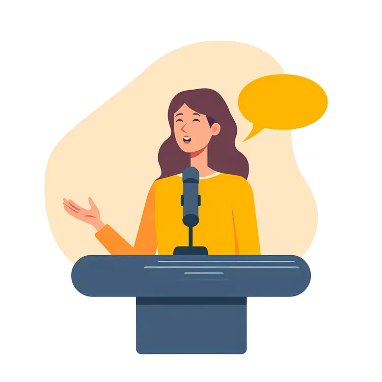 Illustration of a Speaker at a Podium