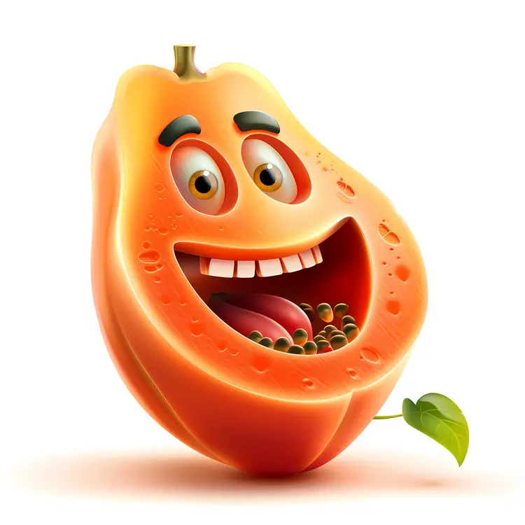 Happy Papaya Cartoon Character