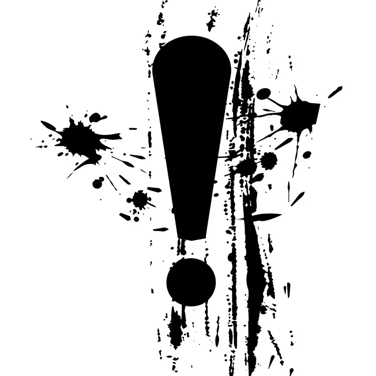 Grunge Black Exclamation Mark with Ink Splatter